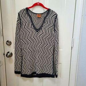 Tory Burch Ricki Crochet Navy Tunic Knit Sweater-Large Very good condition